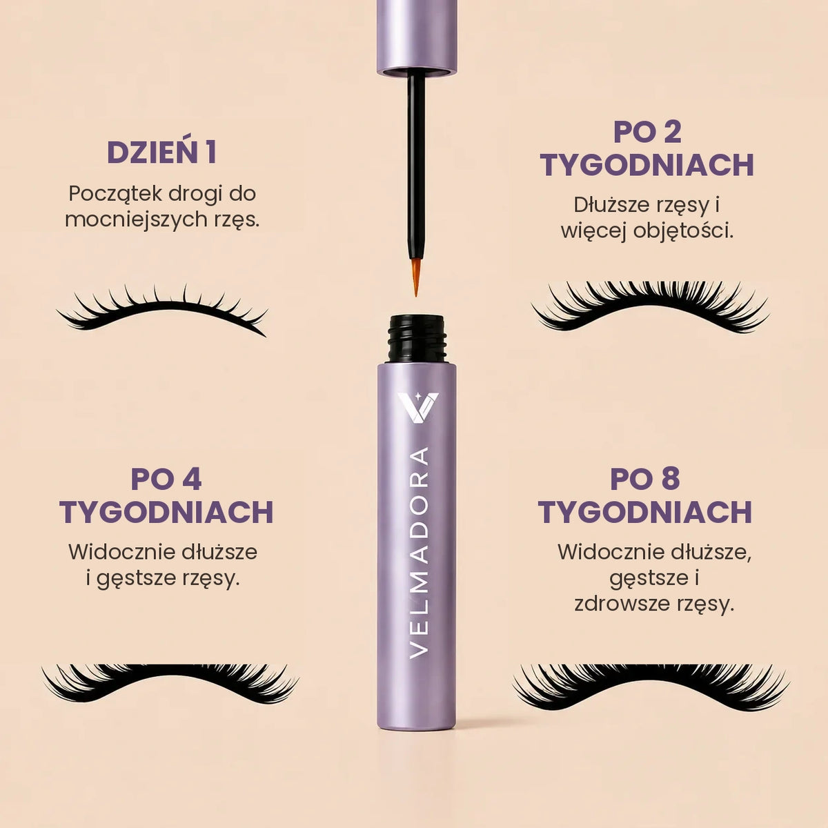 Serum do Rzęs Velmadora™ – Rzęsy Dłuższe, Gęstsze i Mocniejsze
